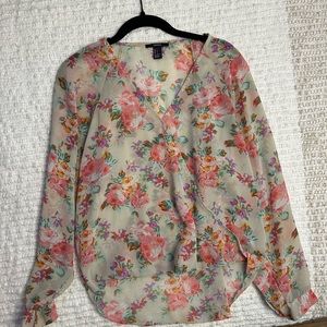 Pink Floral Long Sleeved Blouse